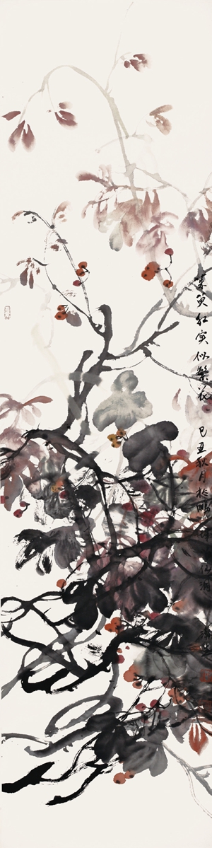 《王潮安,茱萸红实,132x33cm,2009年》